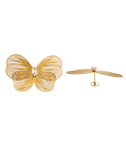 VOJ Gold Plated Butterfly Shaped Studs Earrings