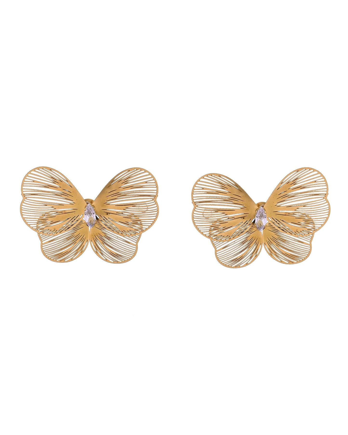 VOJ Gold Plated Butterfly Shaped Studs Earrings