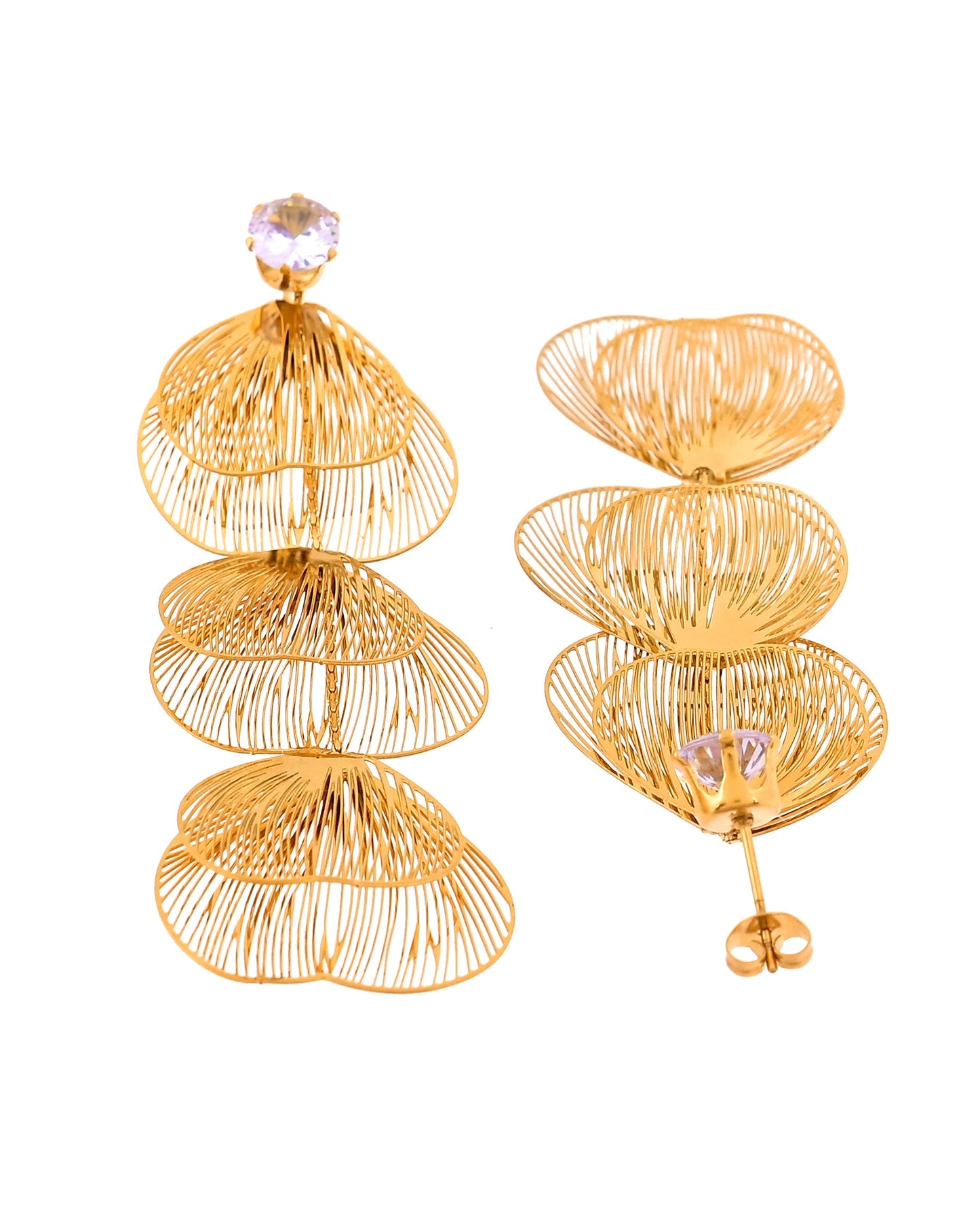 VOJ Gold Toned Leaf Designed Studs Earrings
