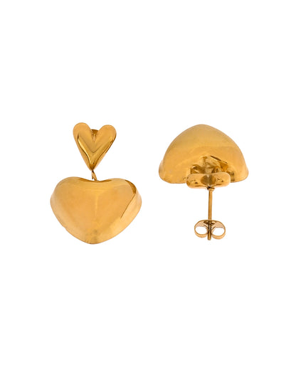 VOJ Gold Plated Heart Shaped Studs Earrings