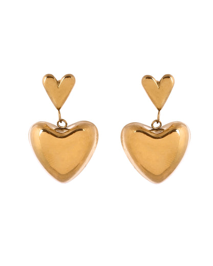 VOJ Gold Plated Heart Shaped Studs Earrings