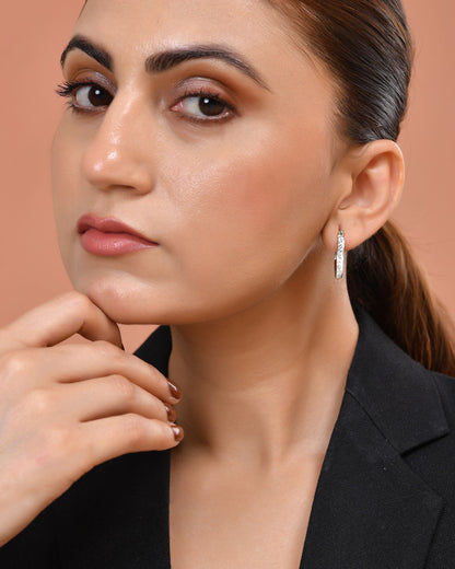 VOJ Silver Plated Heart Shaped Hoop Earrings