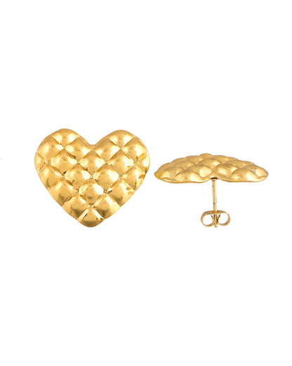 VOJ Gold Plated Heart Designed Studs Earrings