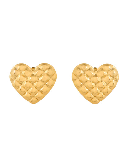 VOJ Gold Plated Heart Designed Studs Earrings