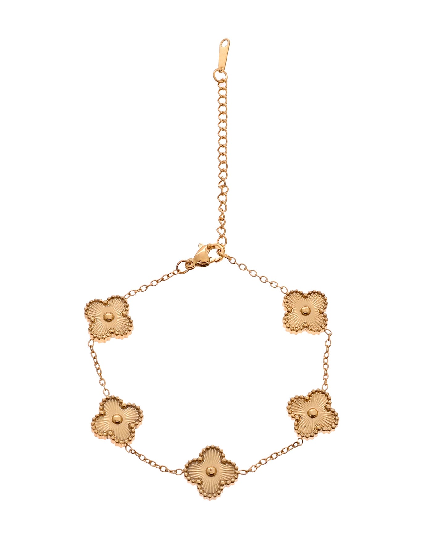 VOJ Gold Plated Floral Design Chain With Earrings And Bracelet Set