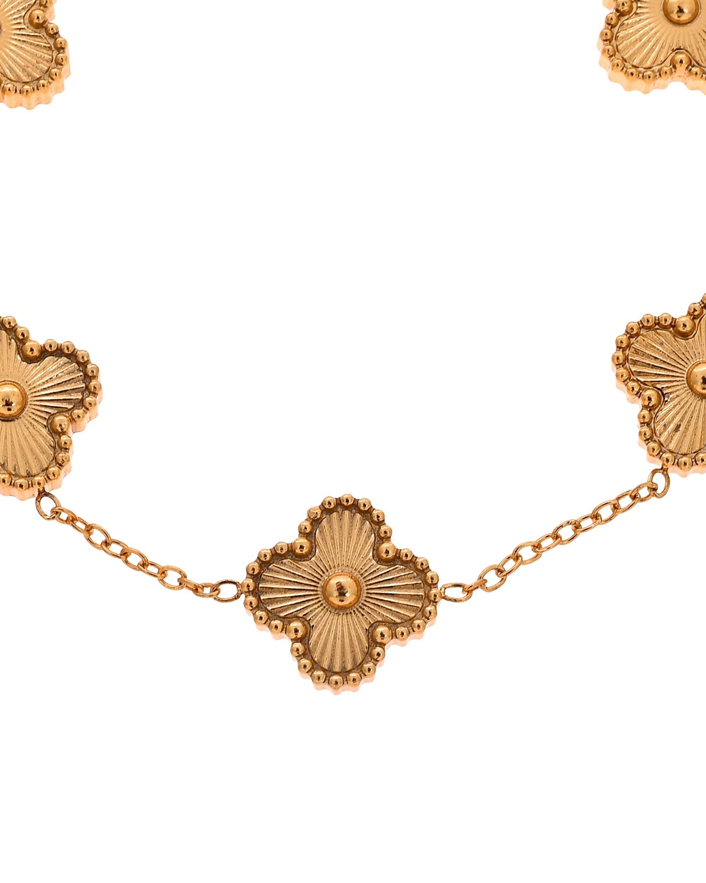 VOJ Gold Plated Floral Design Chain With Earrings And Bracelet Set
