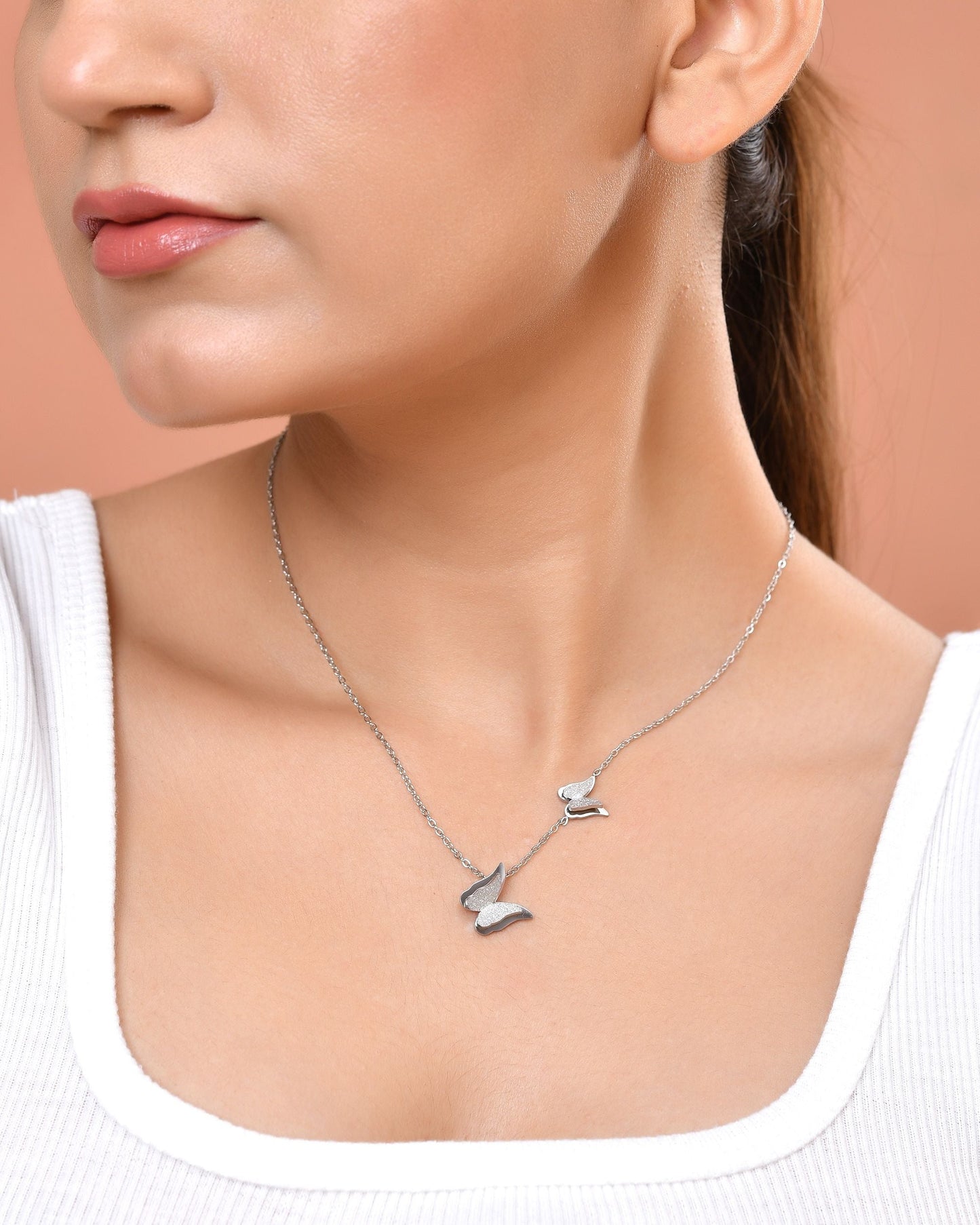 VOJ Silver Plated Butterfly Chain
