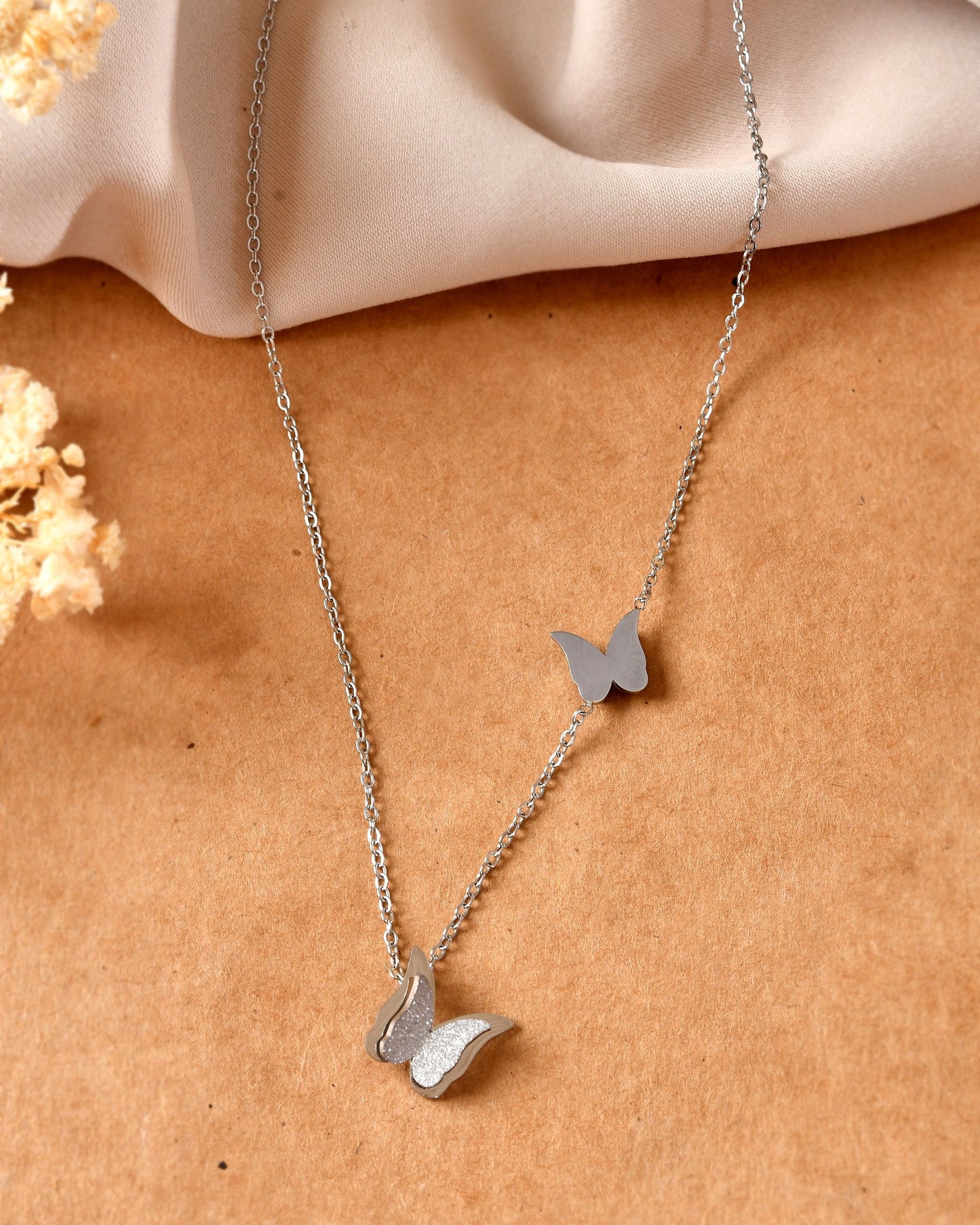 VOJ Silver Plated Butterfly Chain