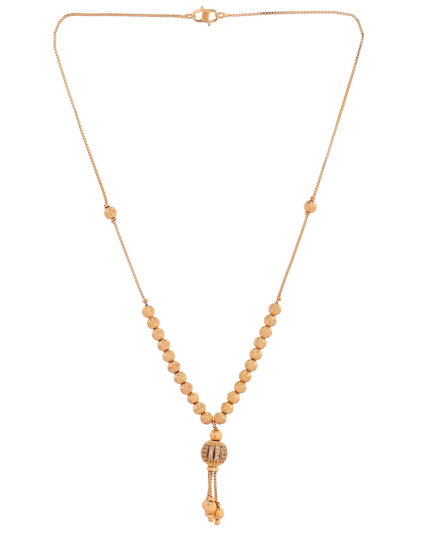 VOJ Gold Plated Stone Studded Circular Shaped Chain For Women