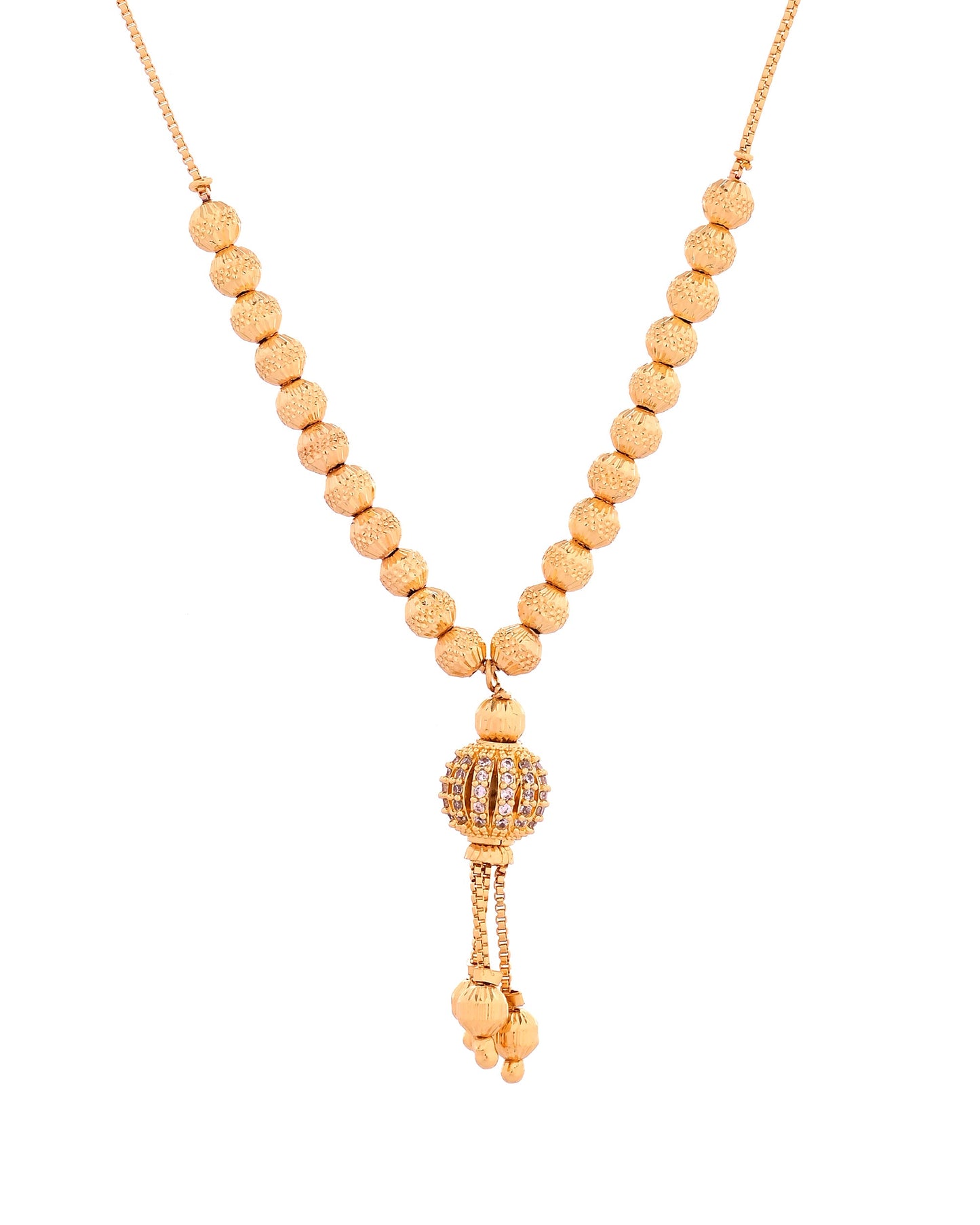 VOJ Gold Plated Stone Studded Circular Shaped Chain For Women