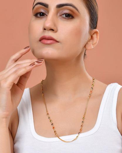 VOJ Gold Plated Multi Color Heart Chain For Women
