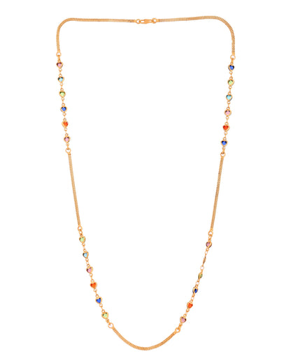 VOJ Gold Plated Multi Color Heart Chain For Women