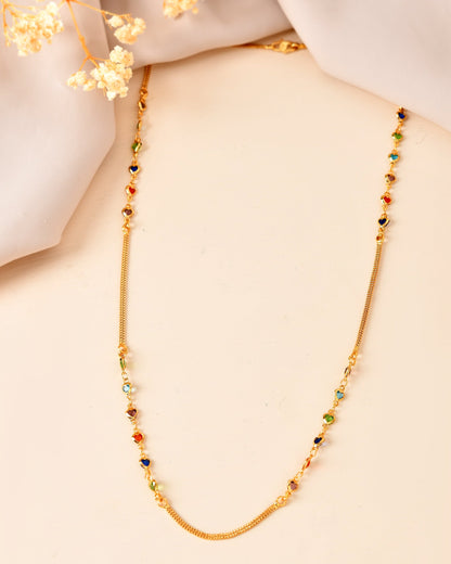 VOJ Gold Plated Multi Color Heart Chain For Women