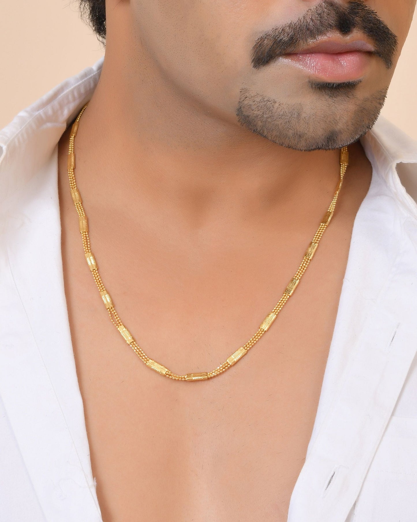 VOJ Gold Plated Rectangular With Multi Layer Chain For Men