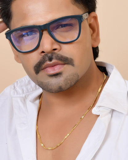 VOJ Gold Plated Rectangular With Multi Layer Chain For Men
