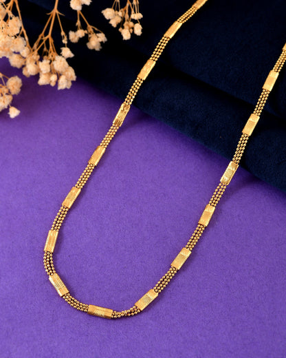 VOJ Gold Plated Rectangular With Multi Layer Chain For Men