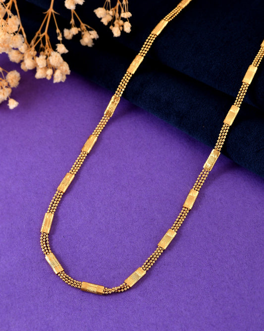 VOJ Gold Plated Rectangular With Multi Layer Chain For Men