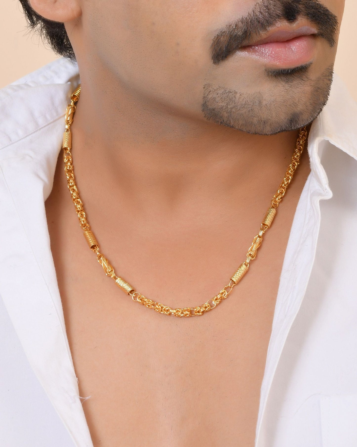 VOJ Gold Plated Thick Pipe Shaped Chain For Men
