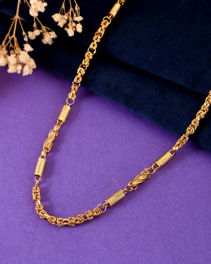 VOJ Gold Plated Thick Pipe Shaped Chain For Men