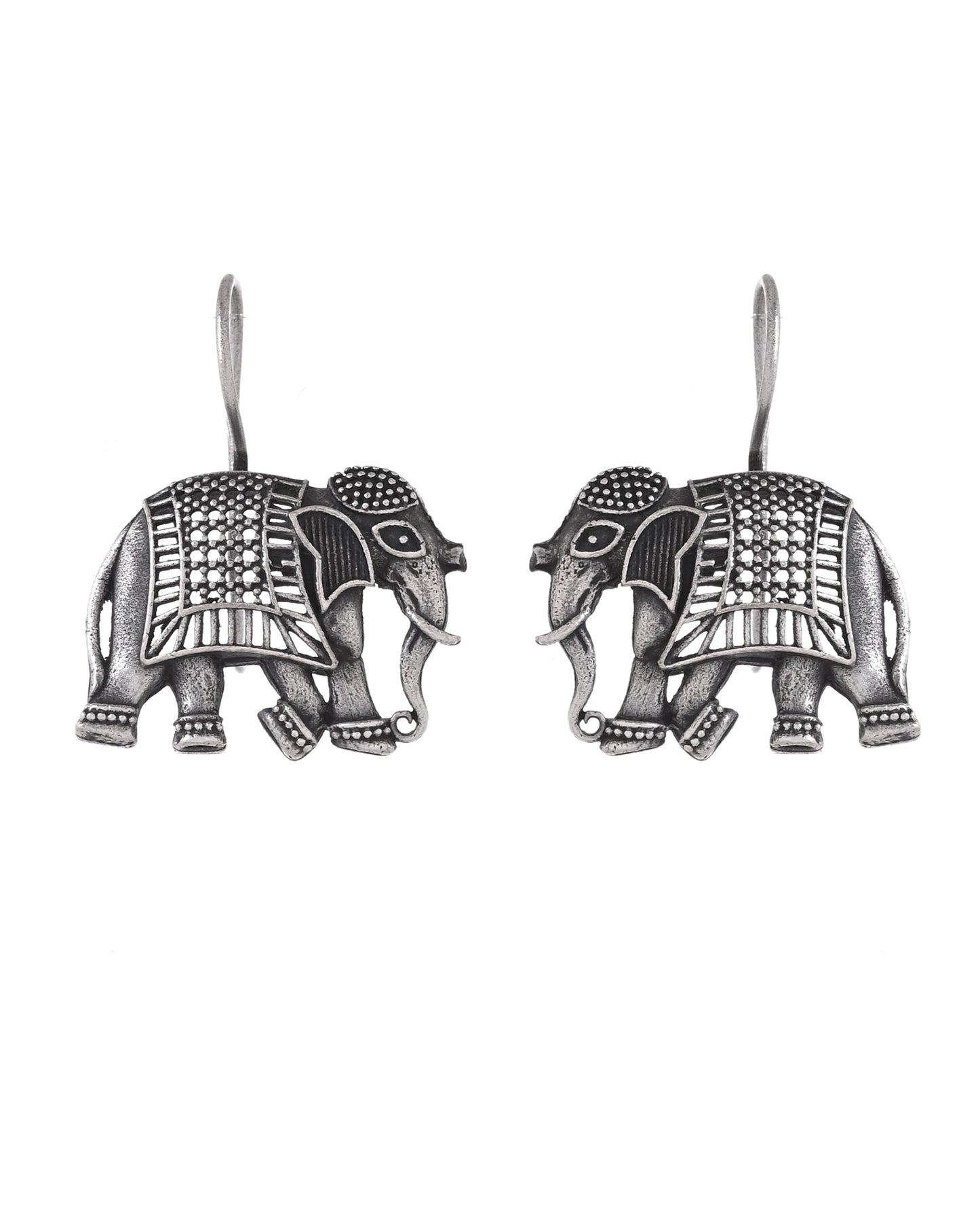 VOJ Silver Toned Animal Designed Drop Earrings