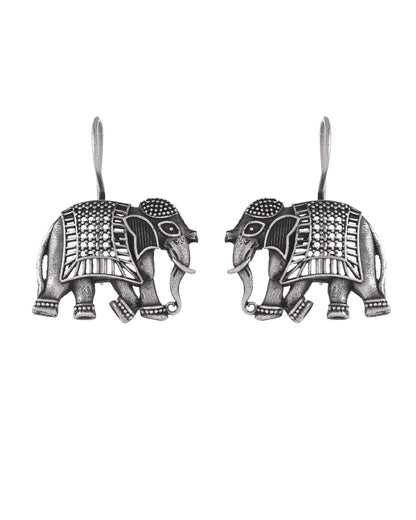 VOJ Silver Toned Animal Designed Drop Earrings