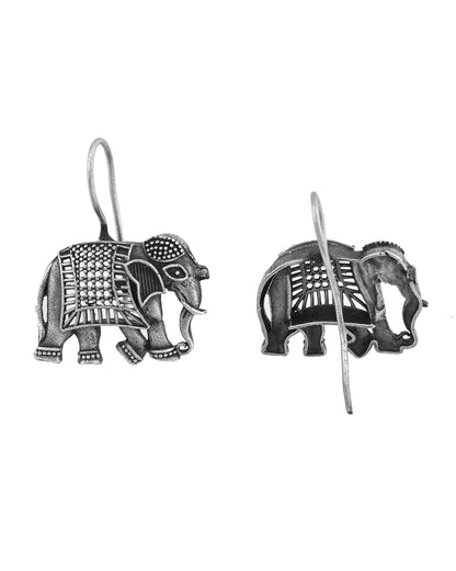 VOJ Silver Toned Animal Designed Drop Earrings