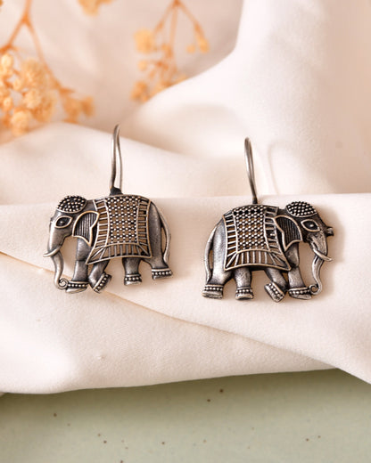 VOJ Silver Toned Animal Designed Drop Earrings