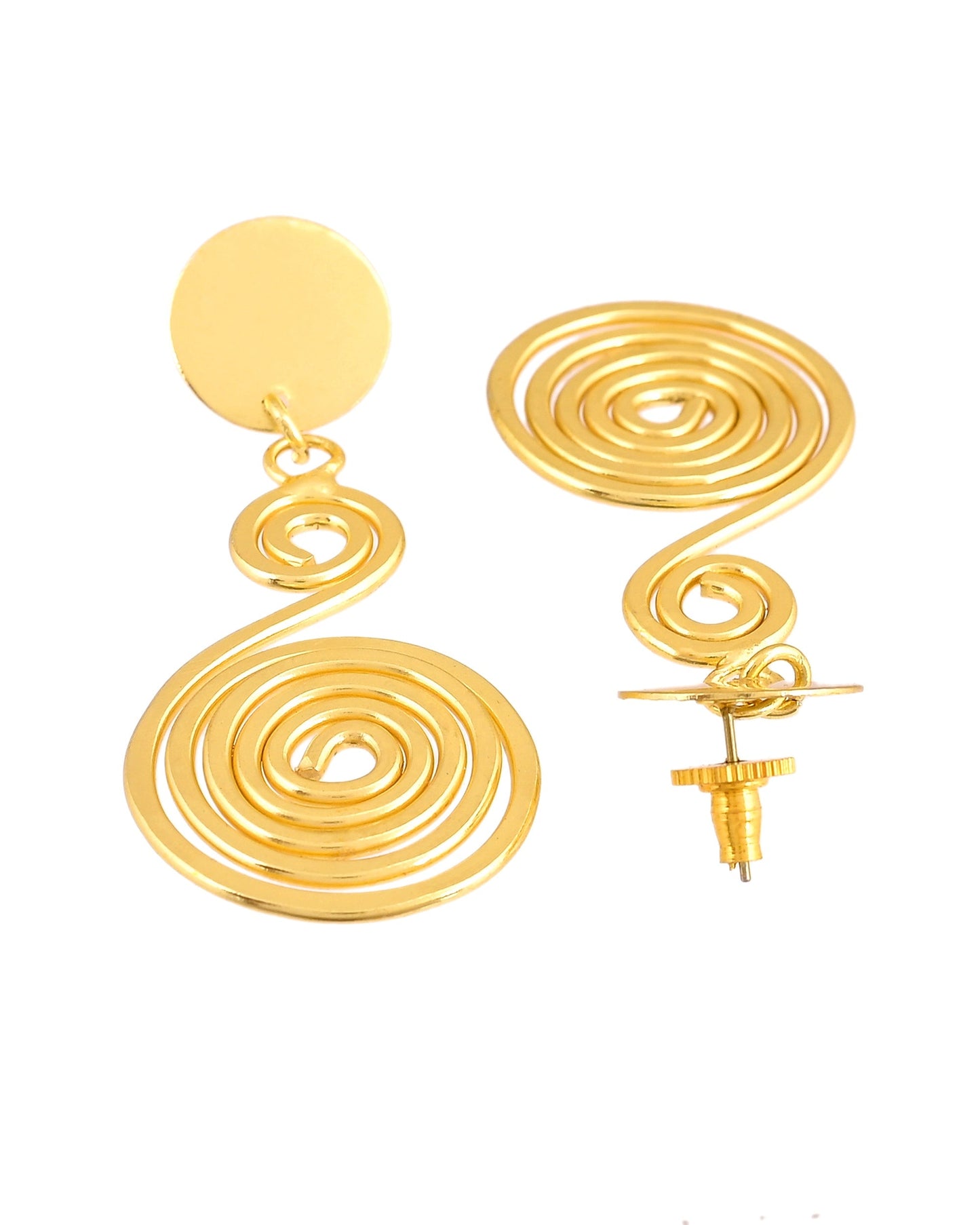 VOJ Gold Plated Twisted Designed Drop Earrings