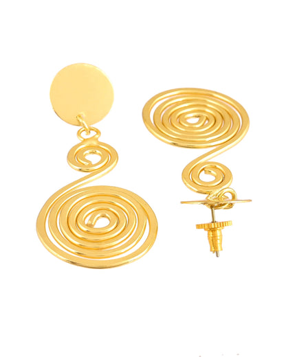 VOJ Gold Plated Twisted Designed Drop Earrings