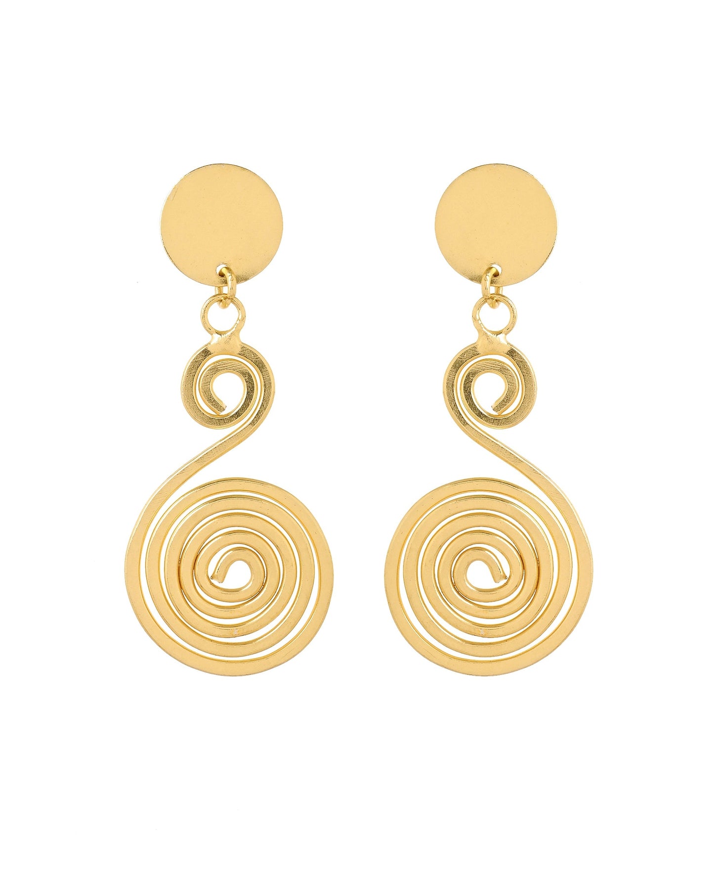 VOJ Gold Plated Twisted Designed Drop Earrings