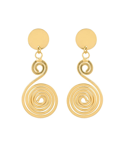 VOJ Gold Plated Twisted Designed Drop Earrings