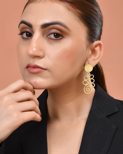 VOJ Gold Plated Designer Drop Earrings