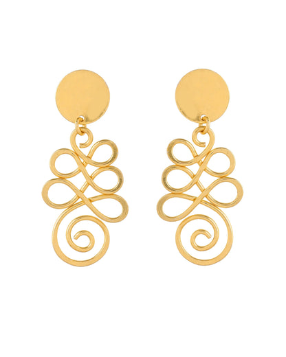 VOJ Gold Plated Designer Drop Earrings