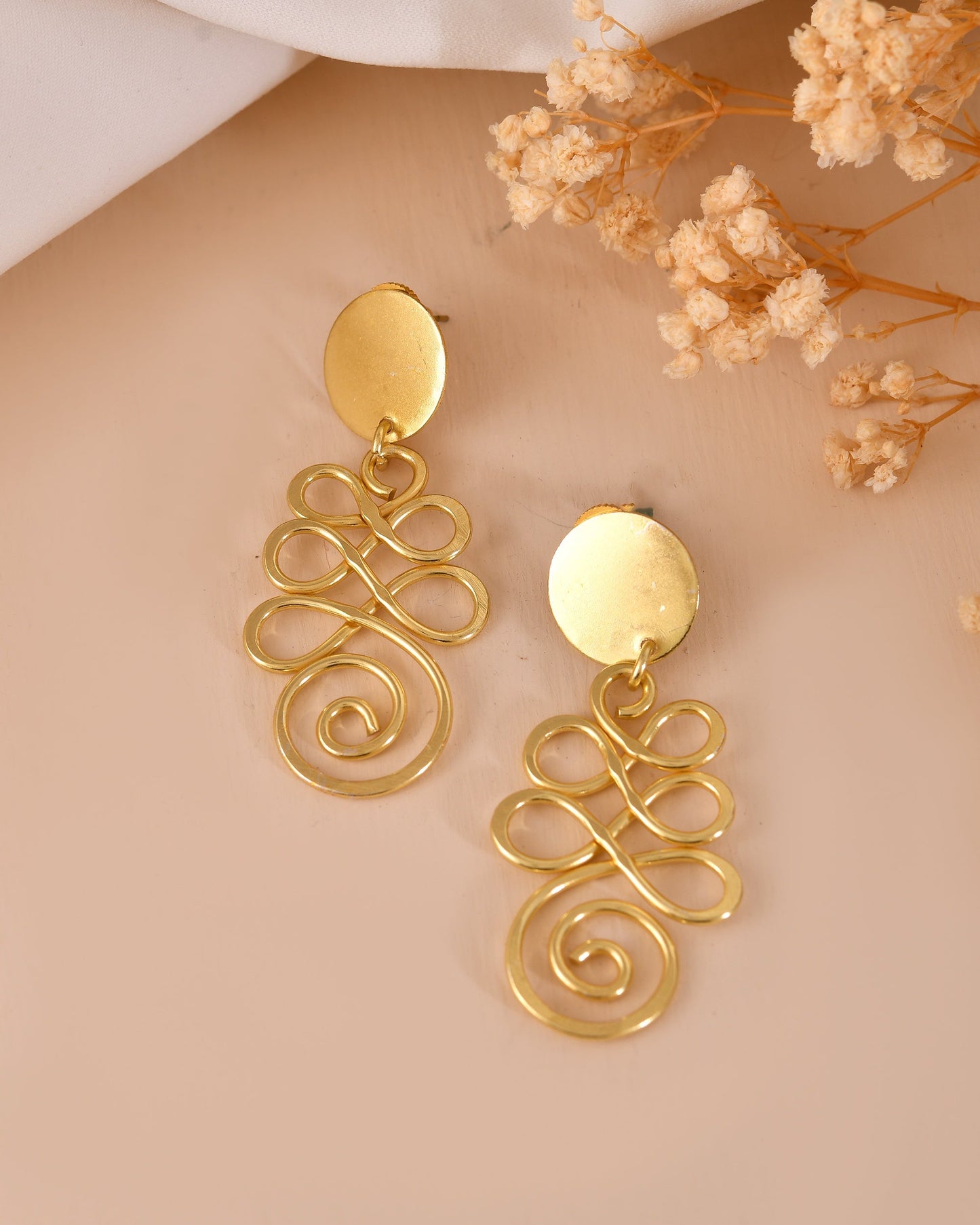 VOJ Gold Plated Designer Drop Earrings