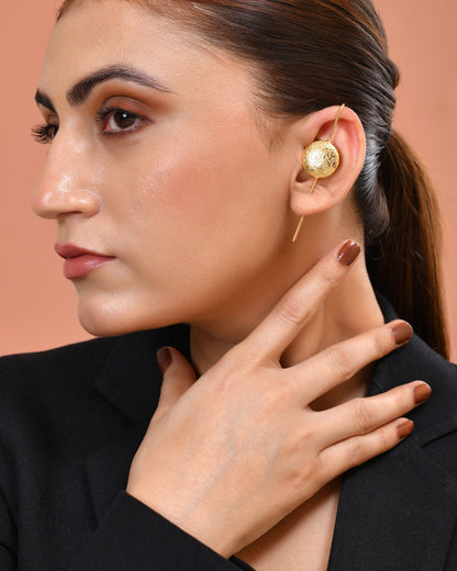 VOJ Gold Plated Circular Ear Cuff Earrings