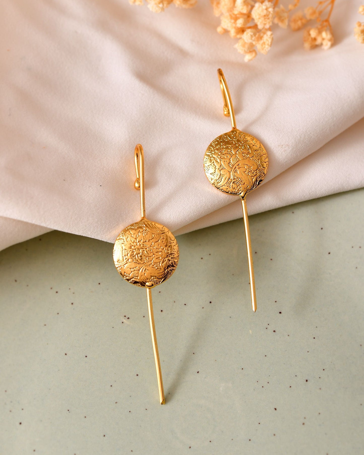 VOJ Gold Plated Circular Ear Cuff Earrings