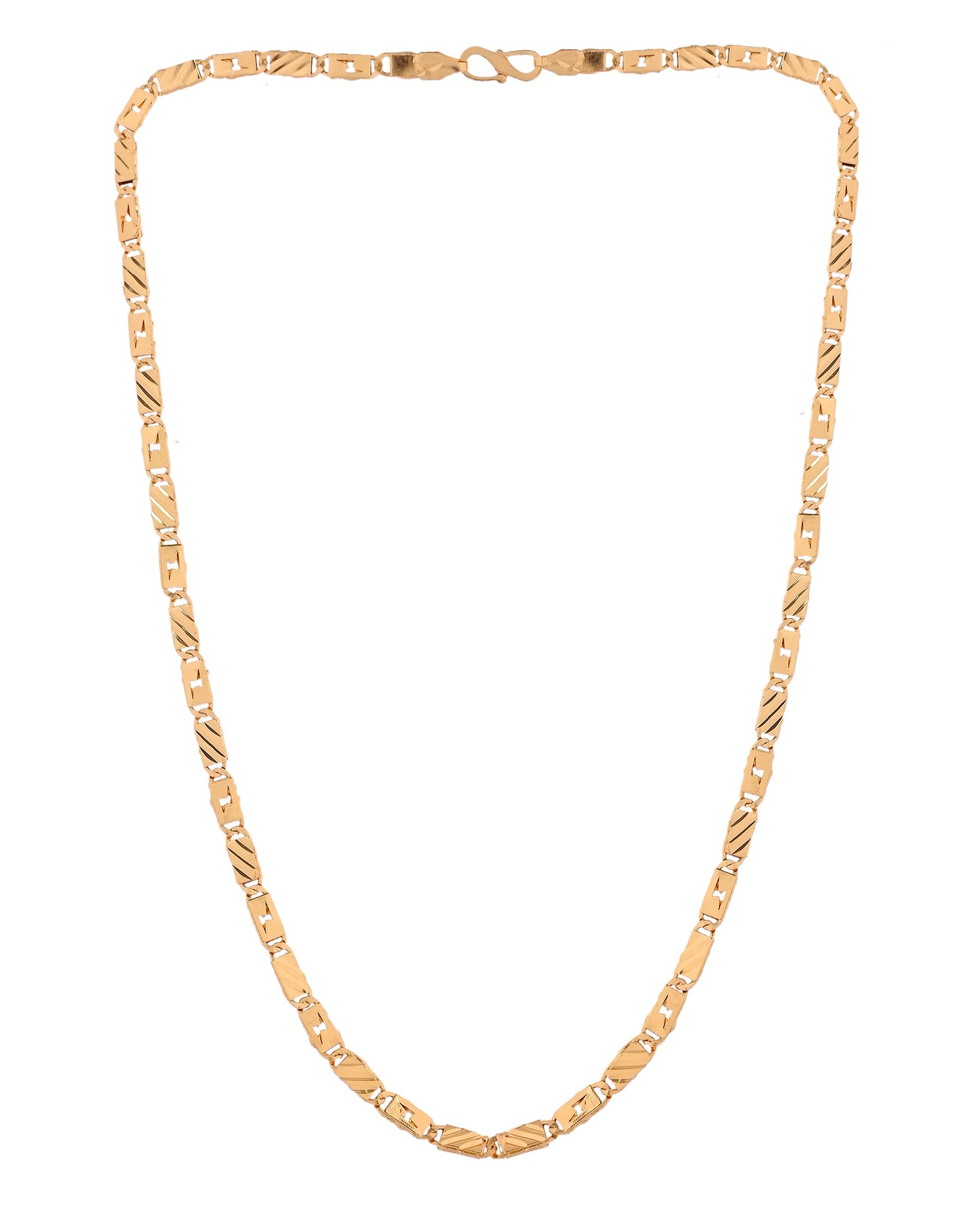 VOJ Gold Plated Thunder Light Shaped Biscuit Chain For Men