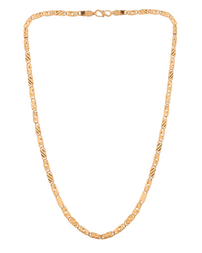 VOJ Gold Plated Thunder Light Shaped Biscuit Chain For Men