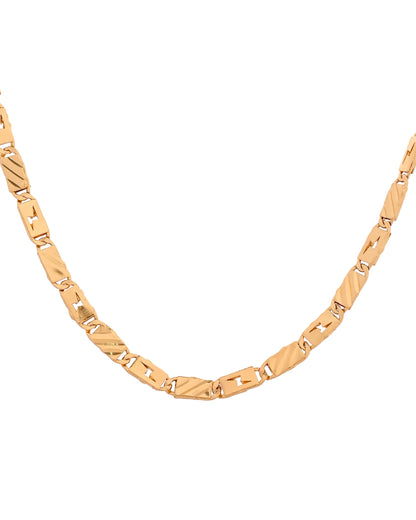 VOJ Gold Plated Thunder Light Shaped Biscuit Chain For Men