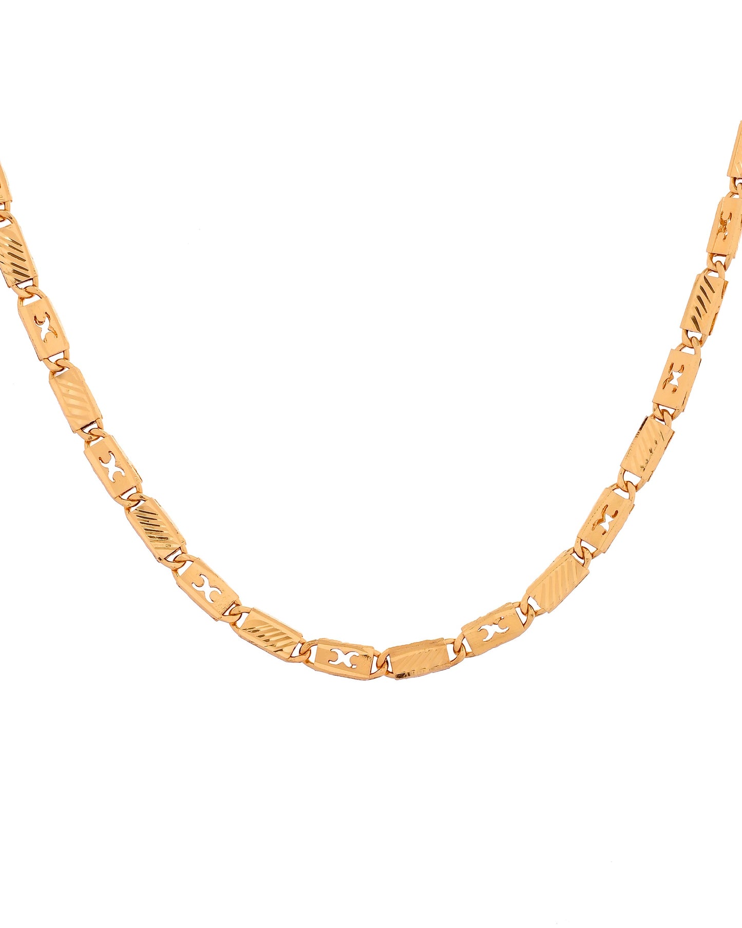 VOJ Gold Plated X Designed Biscuit Chain For Men