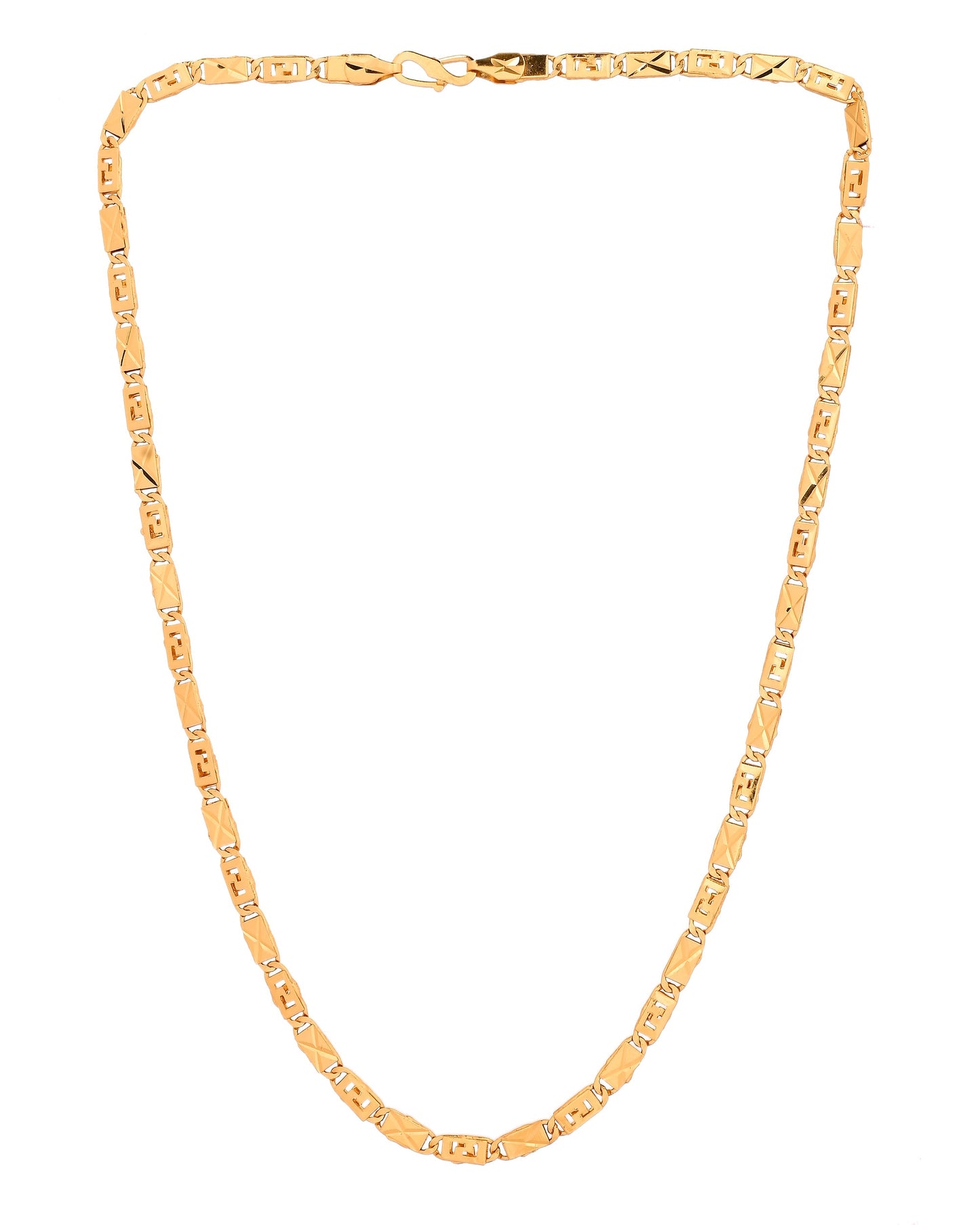 VOJ Gold Plated Geometric Designed Biscuit Chain For Men