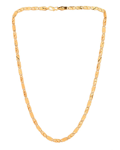 VOJ Gold Plated Geometric Designed Biscuit Chain For Men