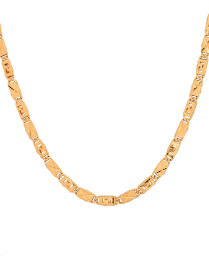 VOJ Gold Plated Geometric Designed Biscuit Chain For Men