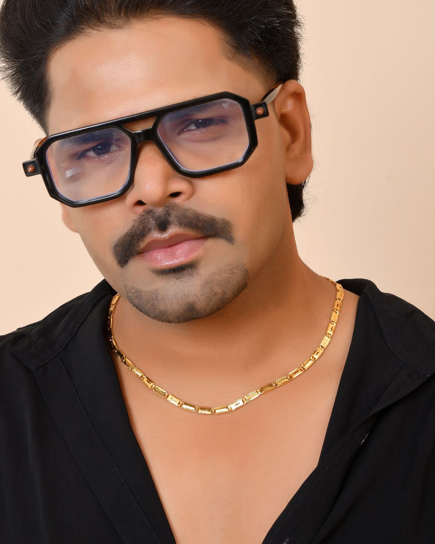 VOJ Gold Plated Toffee Designed Biscuit Chain For Men