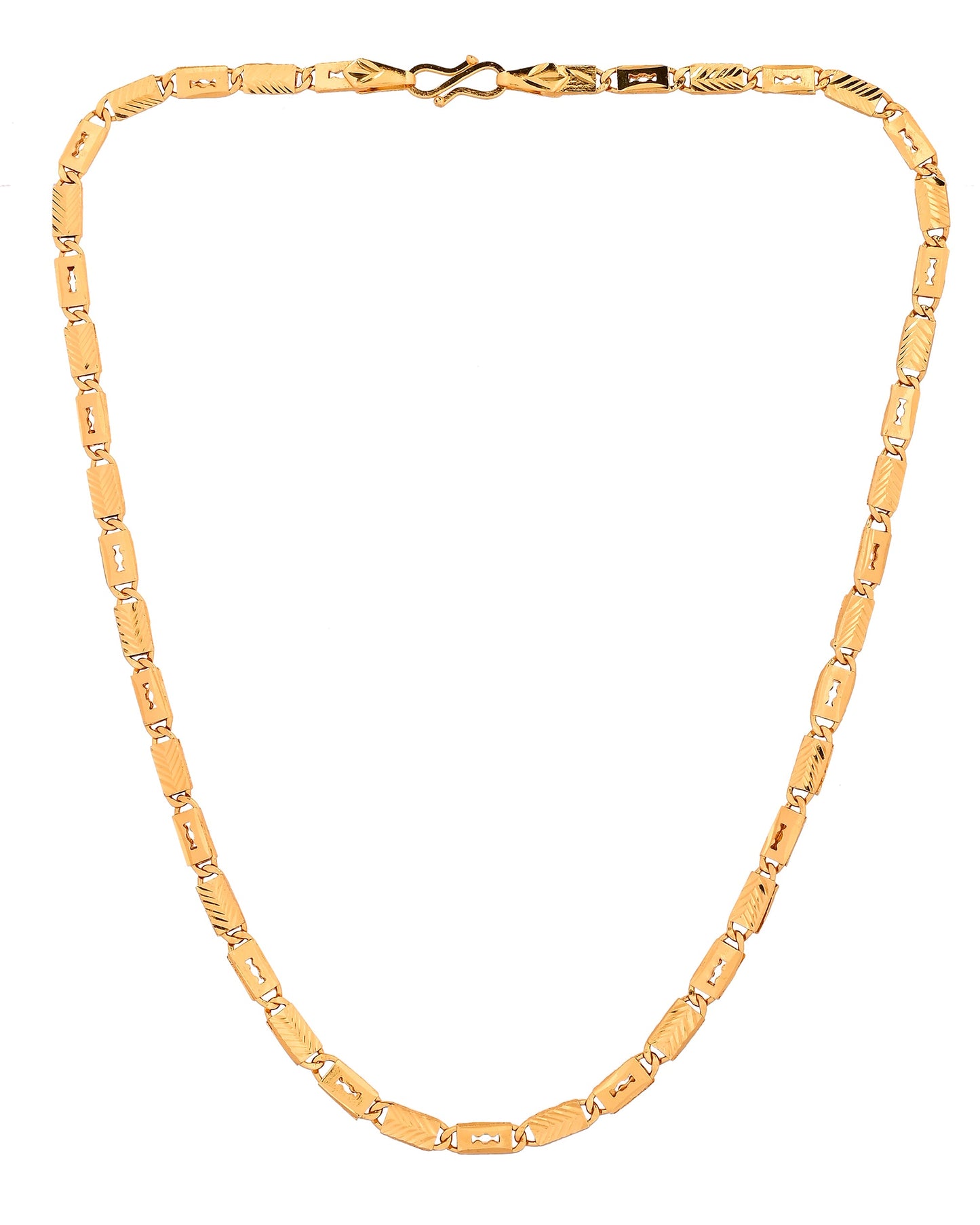 VOJ Gold Plated Toffee Designed Biscuit Chain For Men