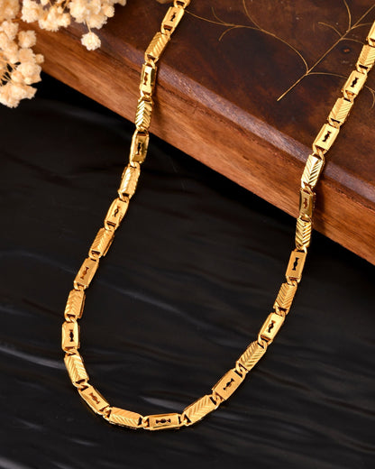 VOJ Gold Plated Toffee Designed Biscuit Chain For Men