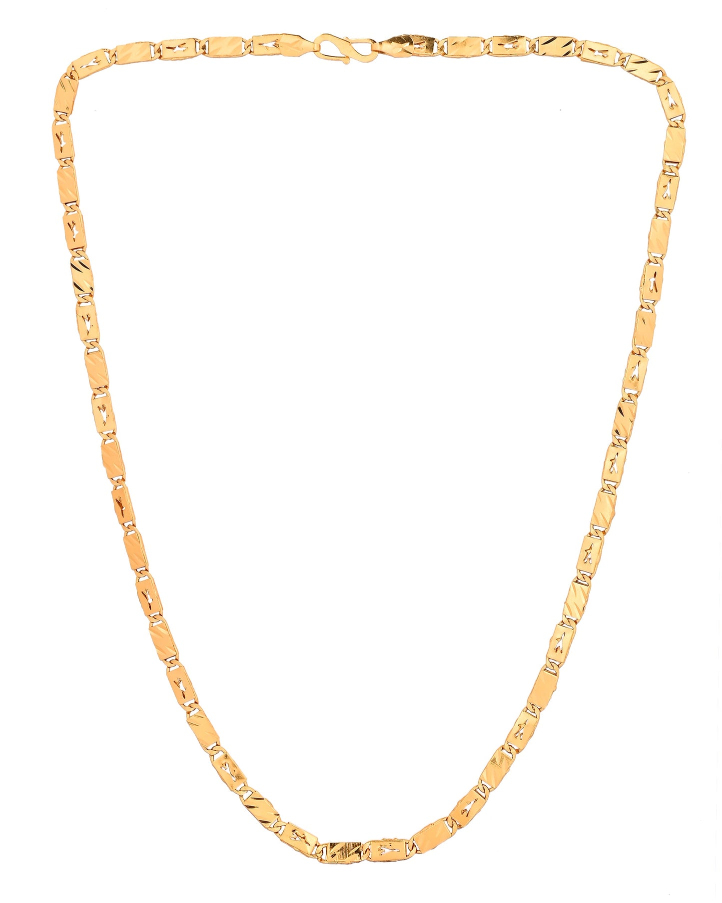 VOJ Gold Plated Plain Designed Biscuit Chain For Men