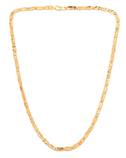 VOJ Gold Plated Plain Designed Biscuit Chain For Men