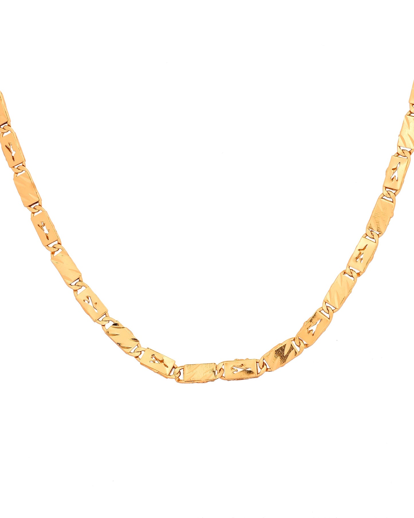 VOJ Gold Plated Plain Designed Biscuit Chain For Men