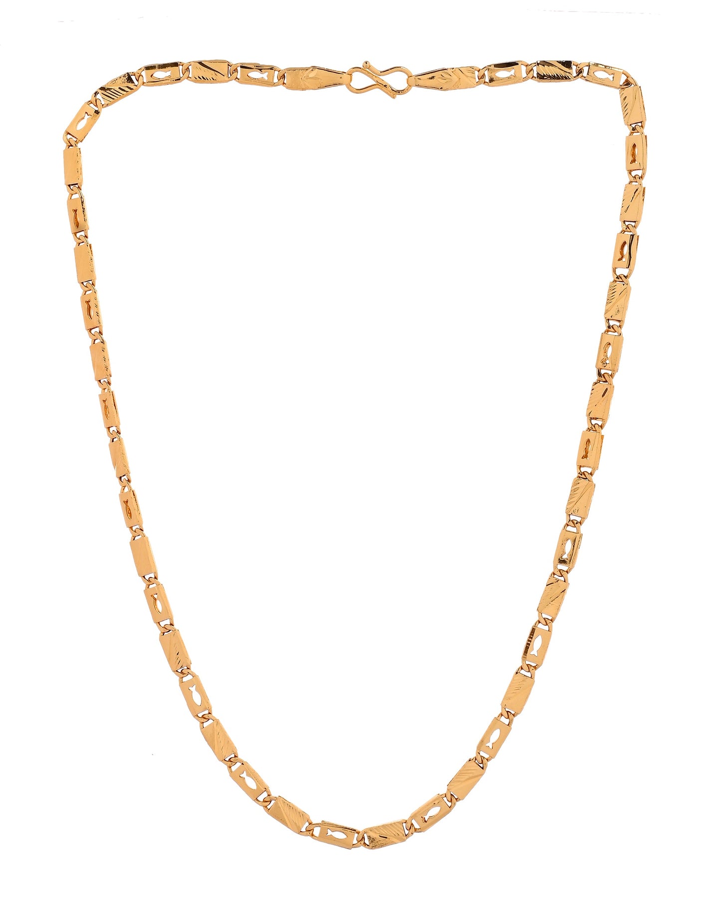 VOJ Gold Plated Fish Designed Biscuit Chain For Men